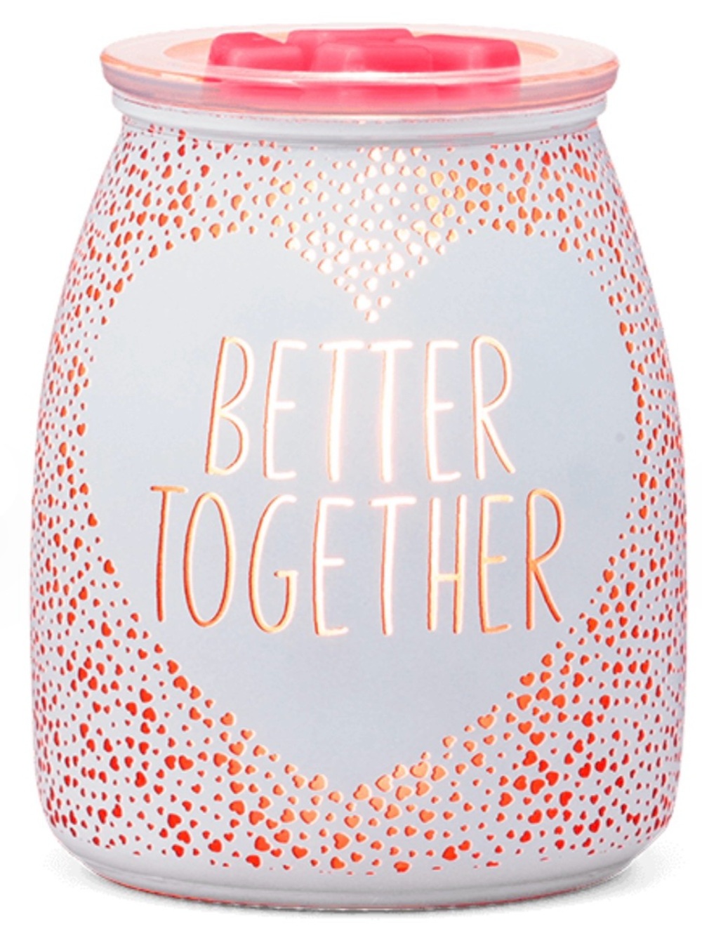 Scentsy White Warmer with Pink Accent "Better Together"